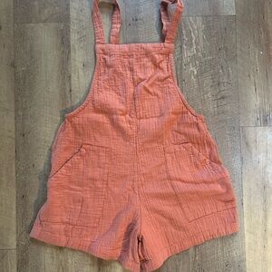 Billabong Gauze Overall Shorts Romper Coral Loose Fit Beachy Size Small